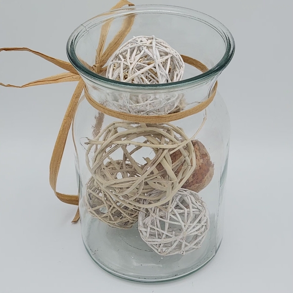 8" Decorative Glass Jar/Vase with Assosted Rattan Balls - Picture 2 of 6